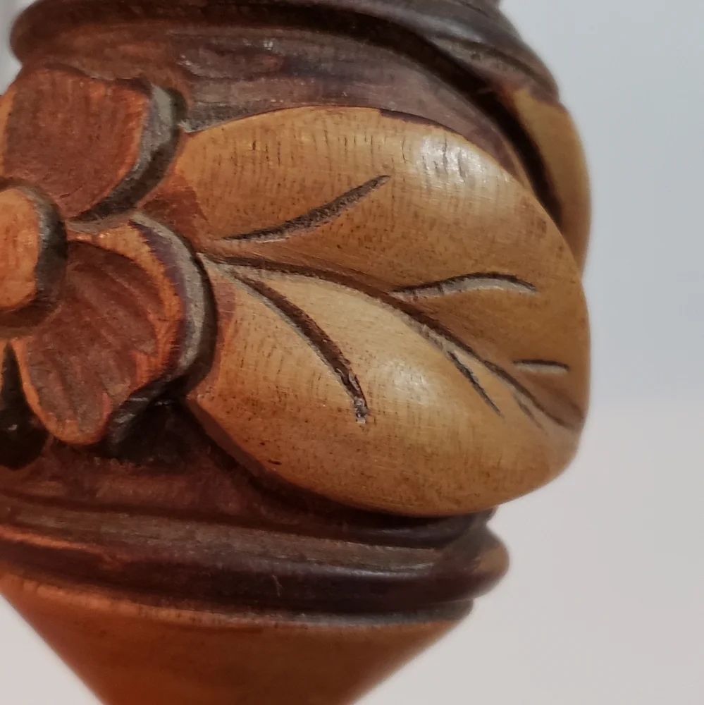 Hand Carved Wooden Vase Folk Art Boho